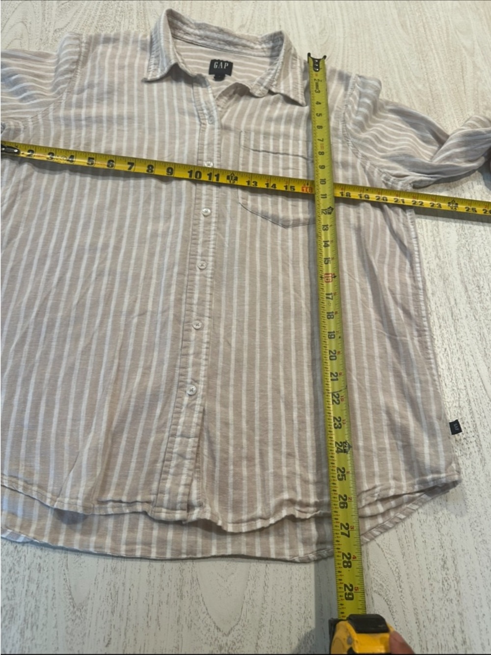 GAP Women's Beige Stripe Button-Up Shirt - Picture 5 of 6